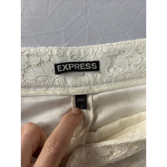 Express Women's 2 White Lace Lined Shorts Summer Spring BOHO Feminine Fairy - Picture 4 of 8
